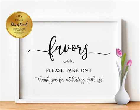 Favors Sign Free Printable